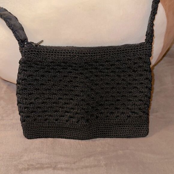 Black Crochet Macramé Small Crossbody Purse Bag - Picture 1 of 8